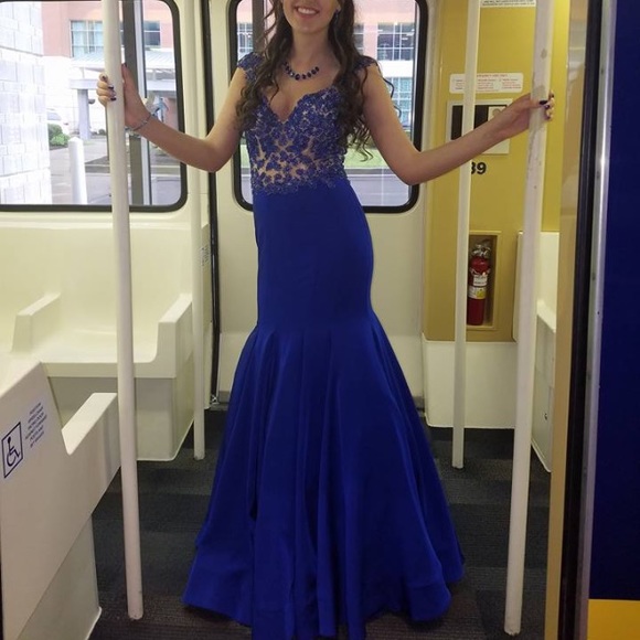 sherri hill blue mermaid dress